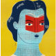 abstract painting of a lady and a book